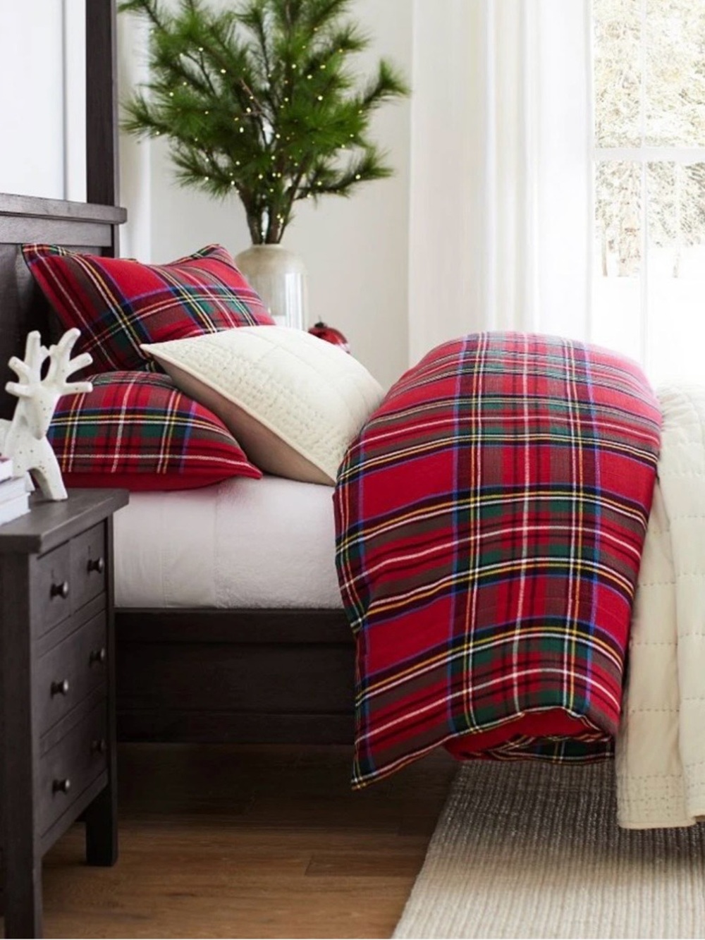 Pottery Barn Royal Stewart Tartan Plaid Full Queen Duvet & Shams New